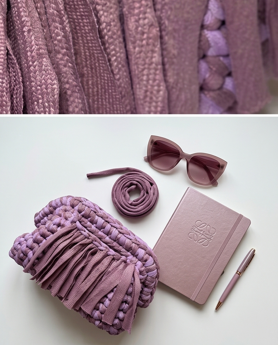 Lilac Fringe Clutch